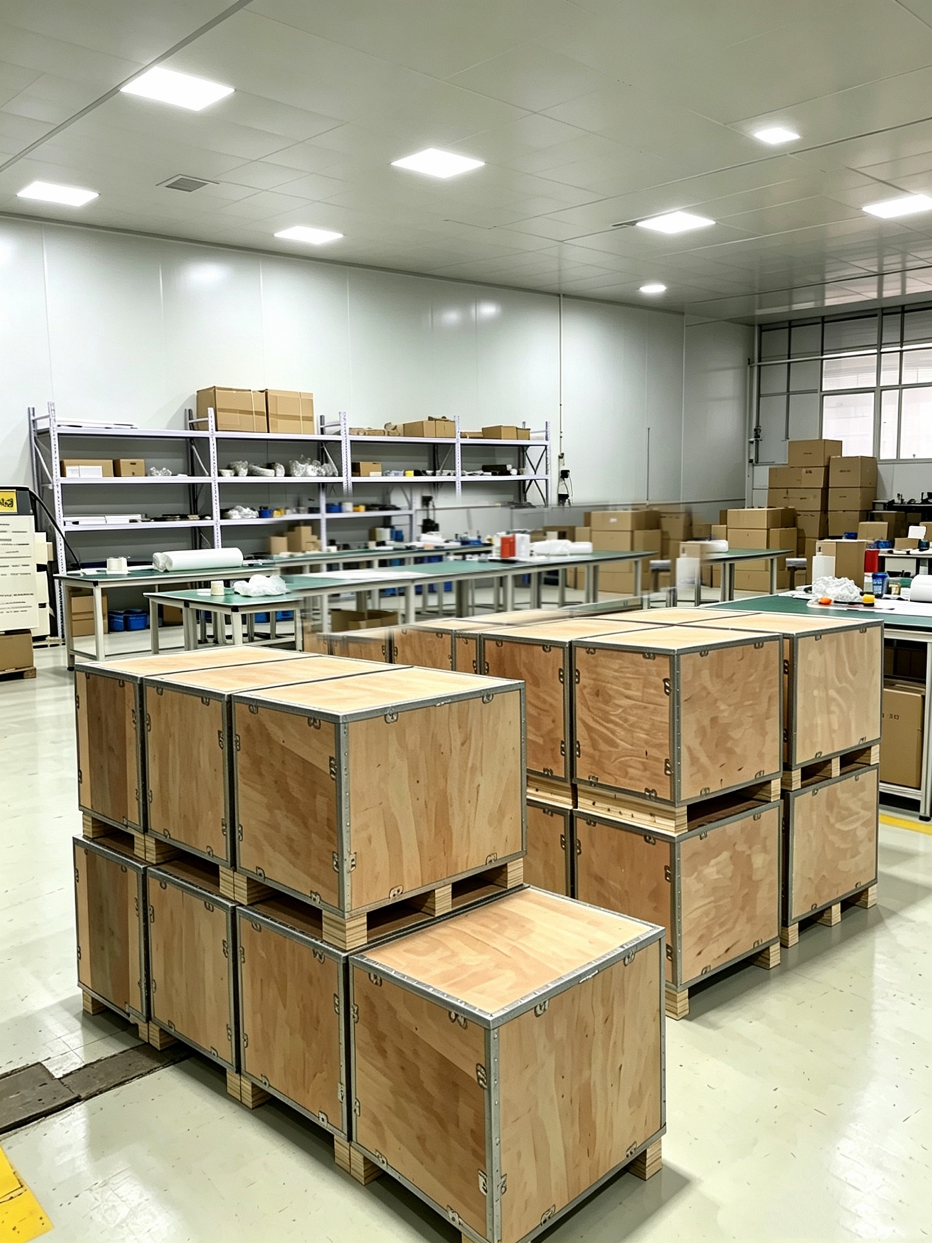 Company-provided presentation image of wooden shipping crates