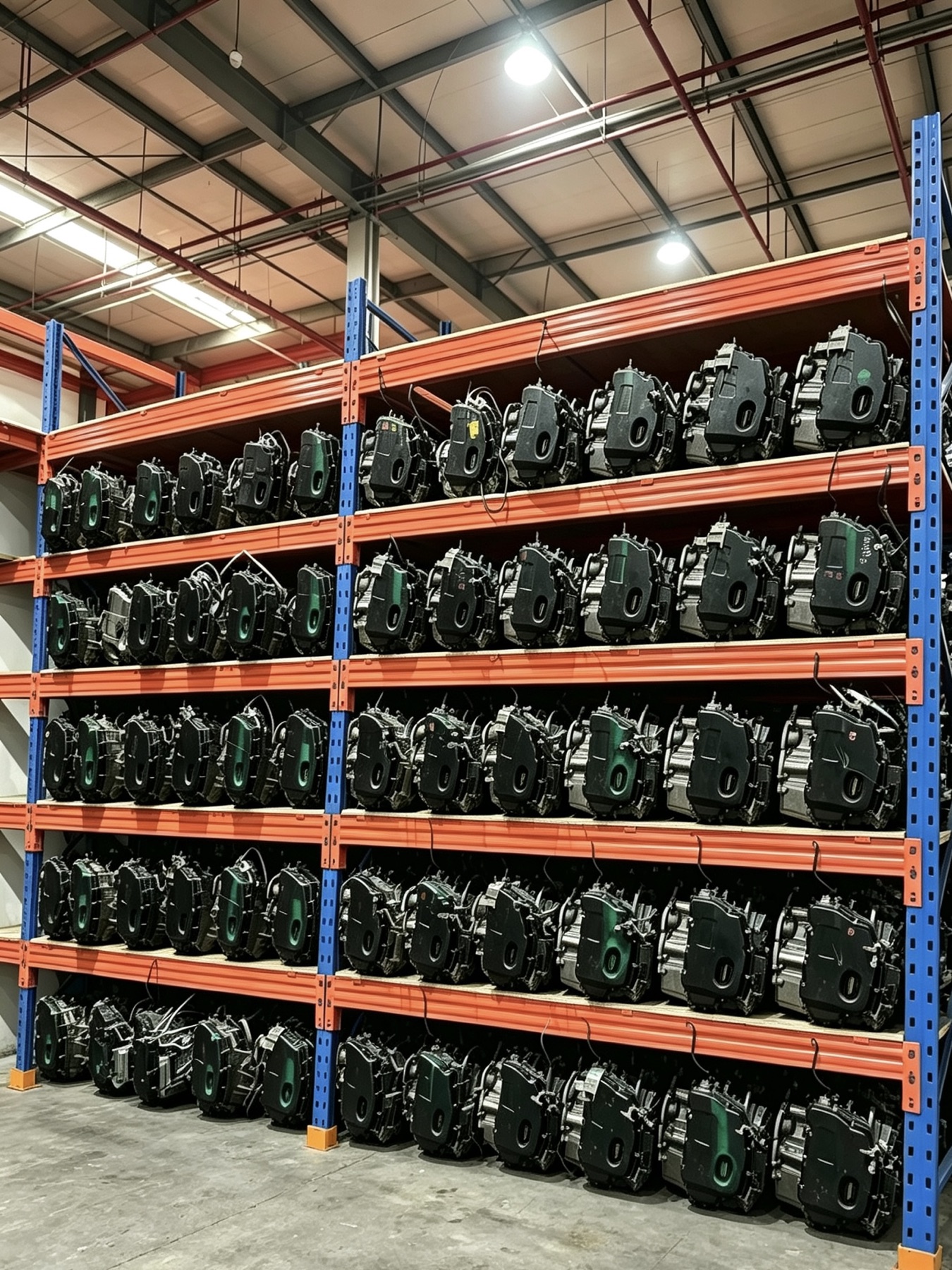 Company-provided presentation image of transmission units arranged on racks