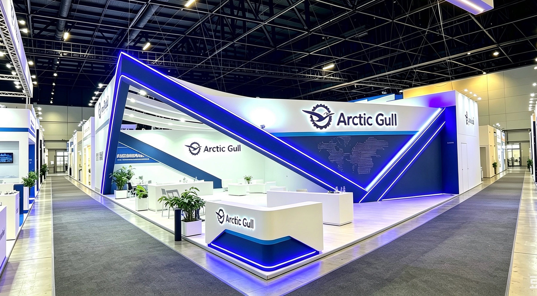 Company-provided presentation image of an Arctic Gull exhibition booth